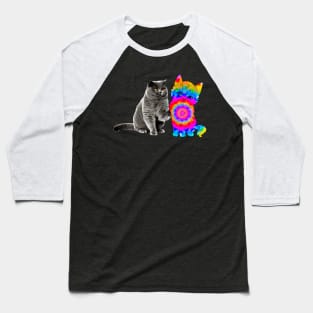 tie dye  pattern cat :different friends colorful Baseball T-Shirt